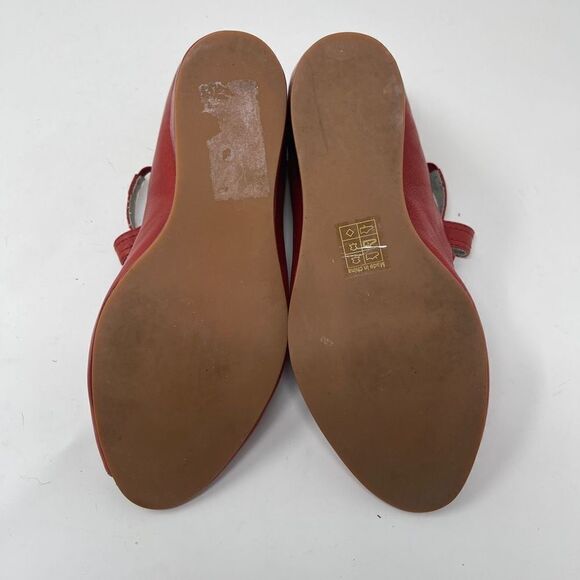 Anthropologie FARYL ROBIN Womens Sandals Wedges Peep Toe Strappy Red US 10 - Picture 9 of 9